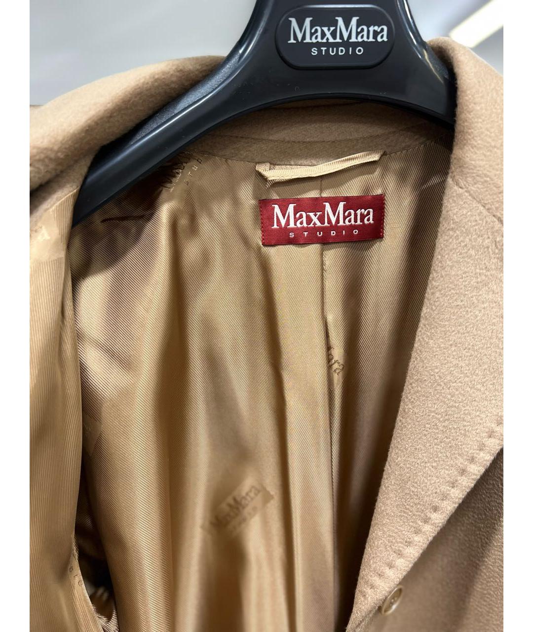 MAX MARA STUDIO Бежевое шерстяное пальто, фото 3