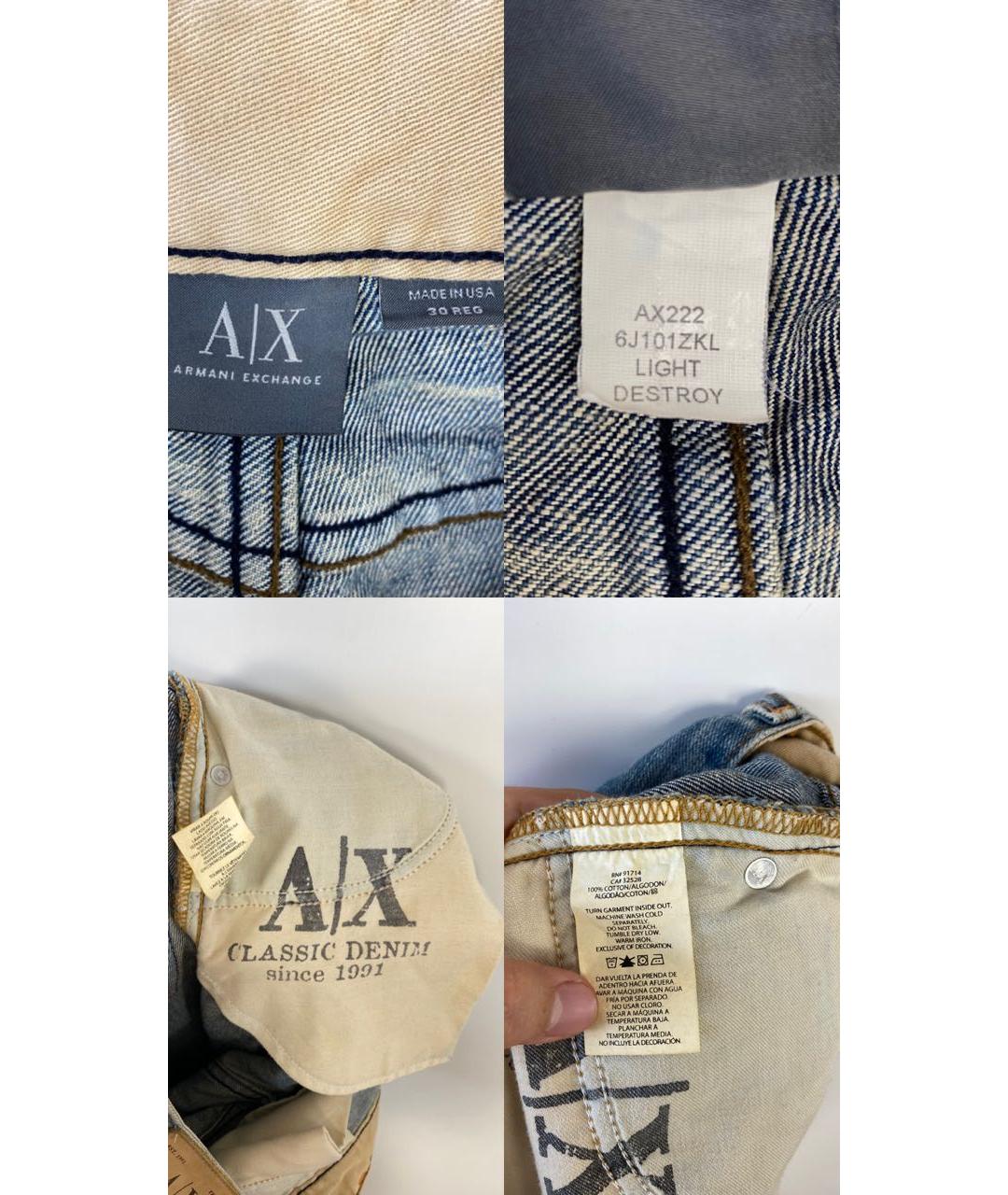 ARMANI EXCHANGE Голубые хлопковые прямые джинсы, фото 5