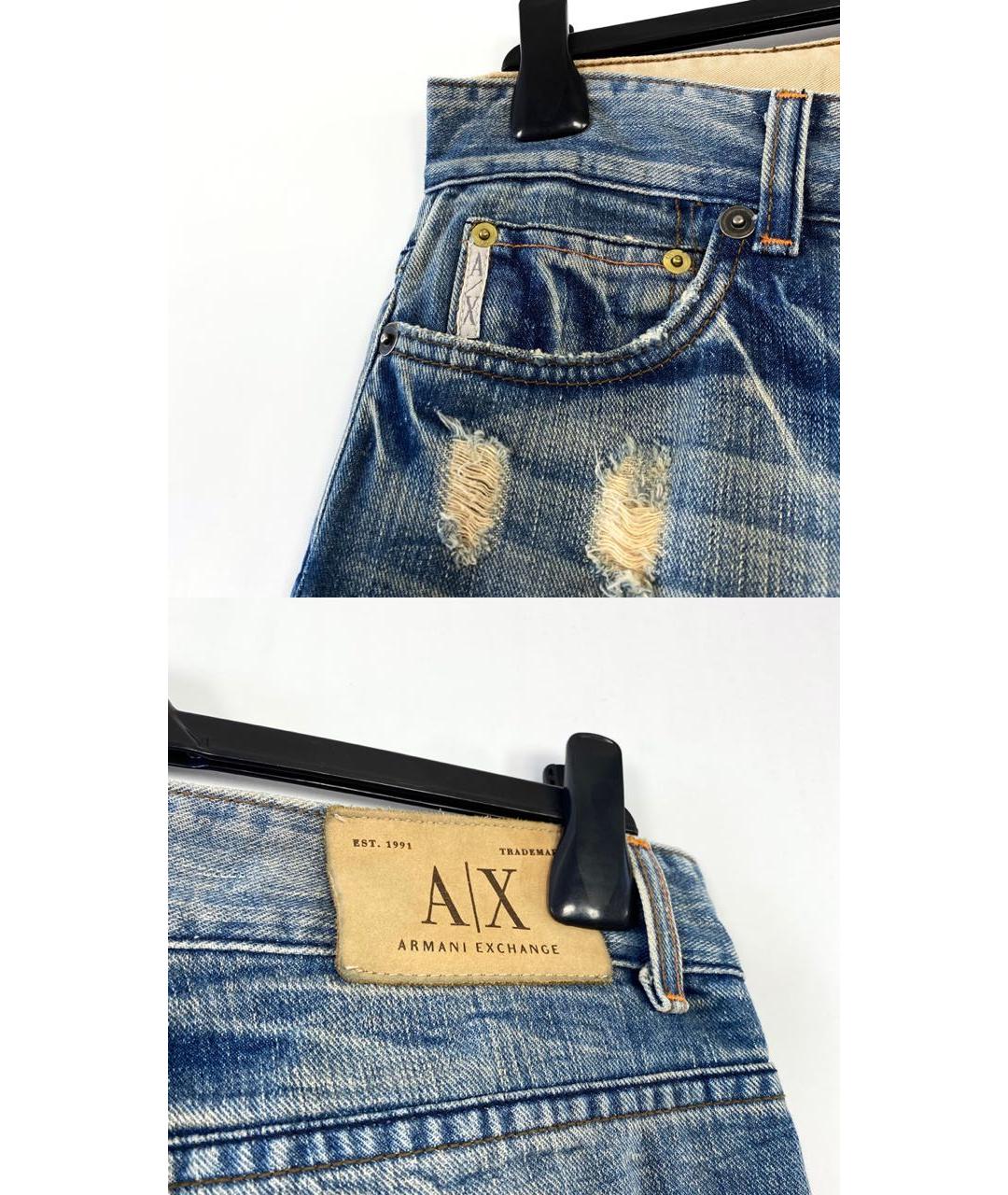 ARMANI EXCHANGE Голубые хлопковые прямые джинсы, фото 3