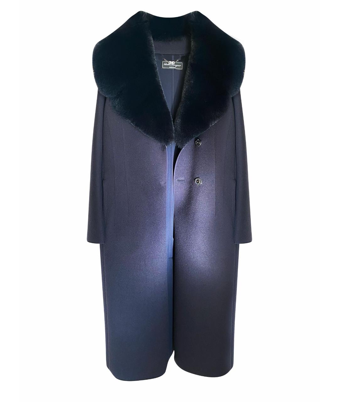 SALVATORE FERRAGAMO Темно-синее шерстяное пальто, фото 1