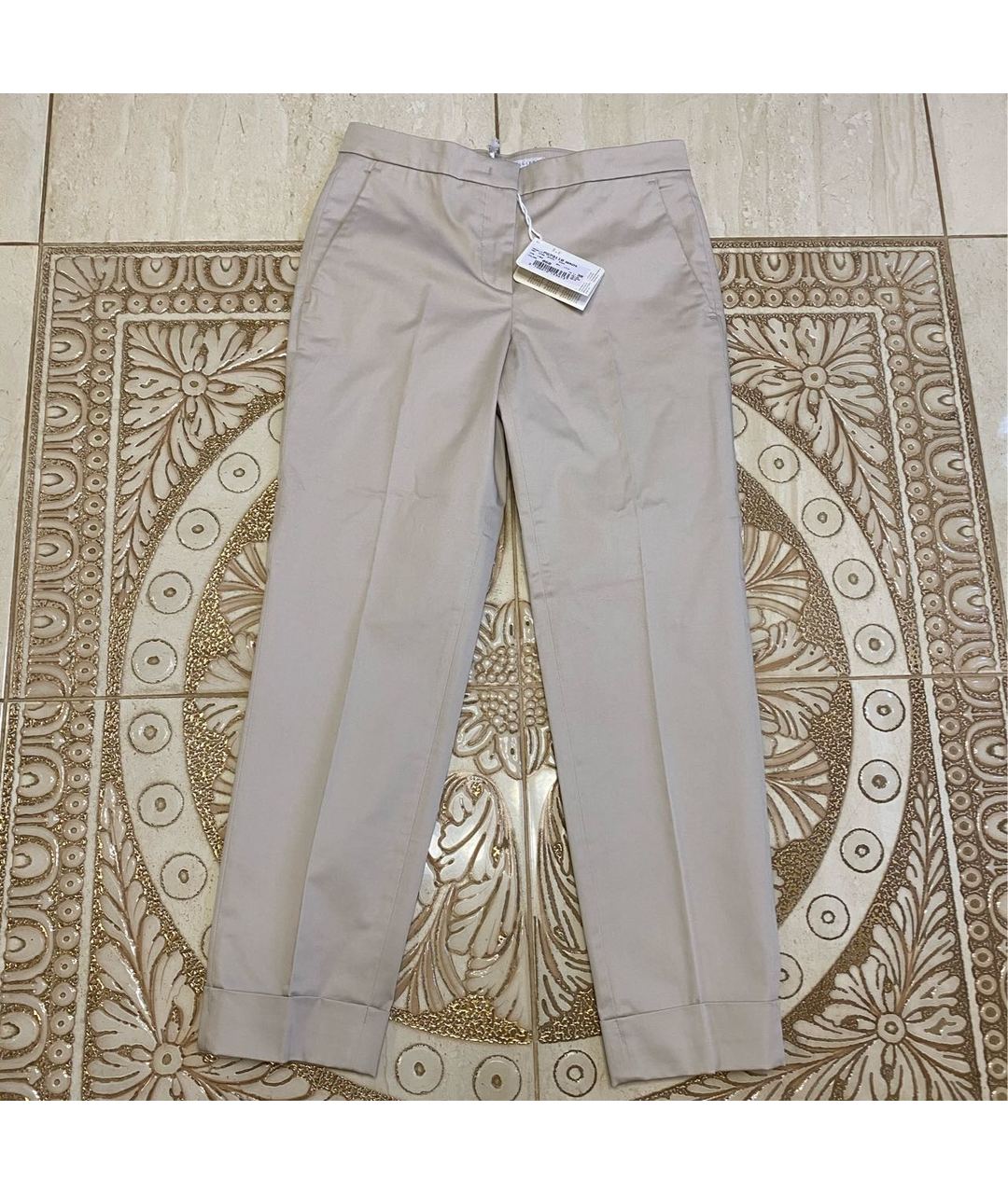 FABIANA FILIPPI Серые хлопко-эластановые прямые брюки, фото 9