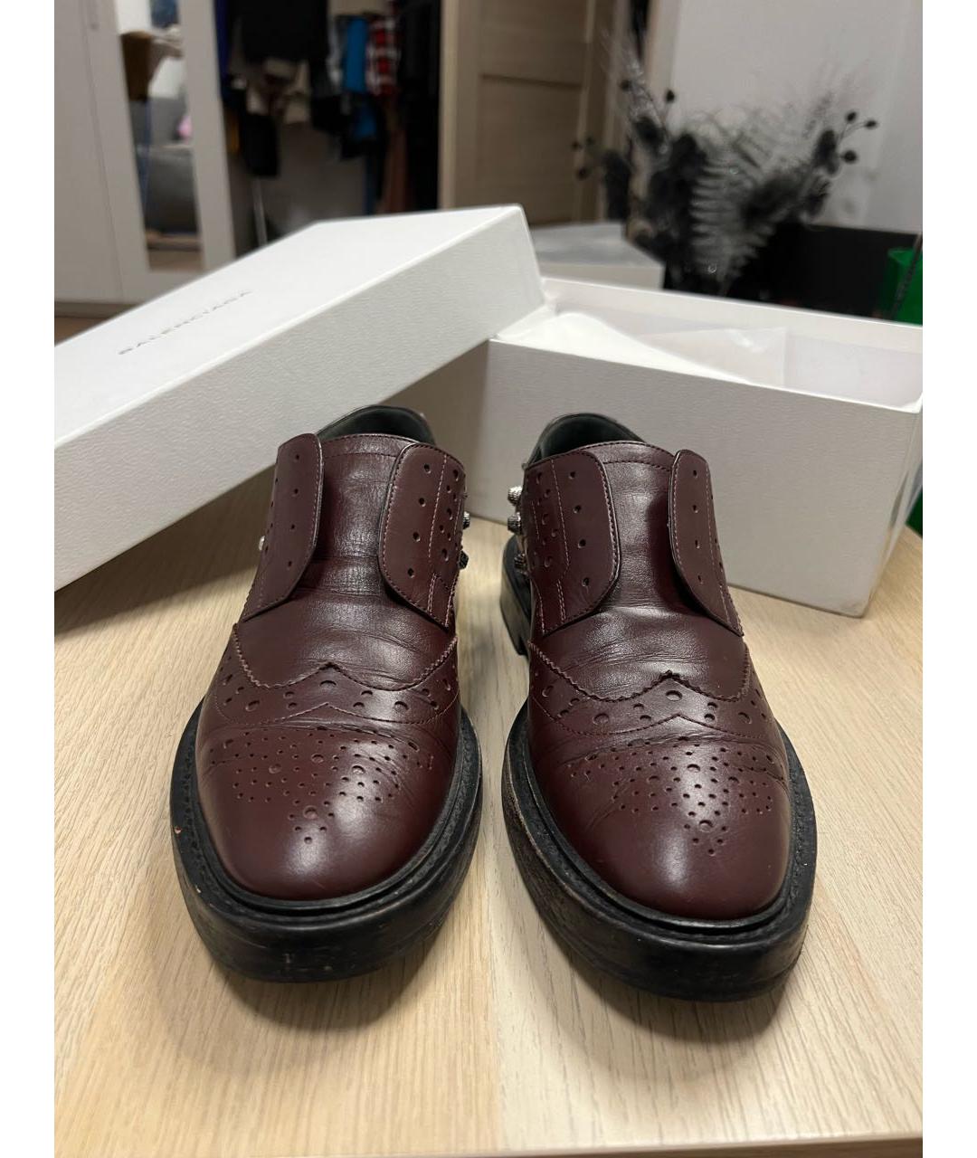 BALENCIAGA Бордовые кожаные туфли, фото 2