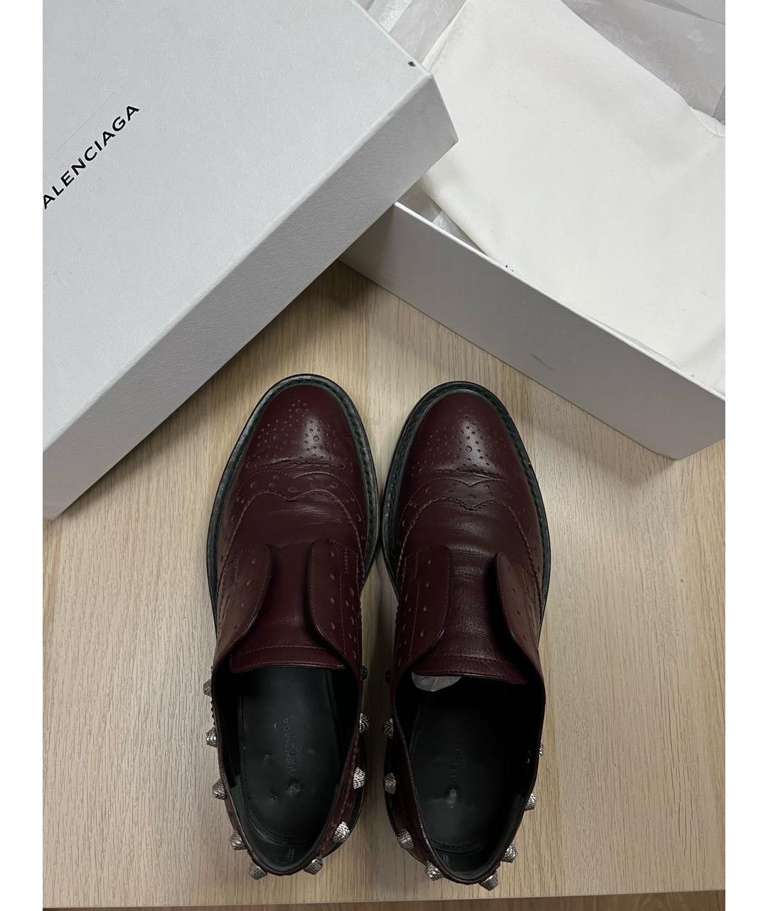 BALENCIAGA Бордовые кожаные туфли, фото 3