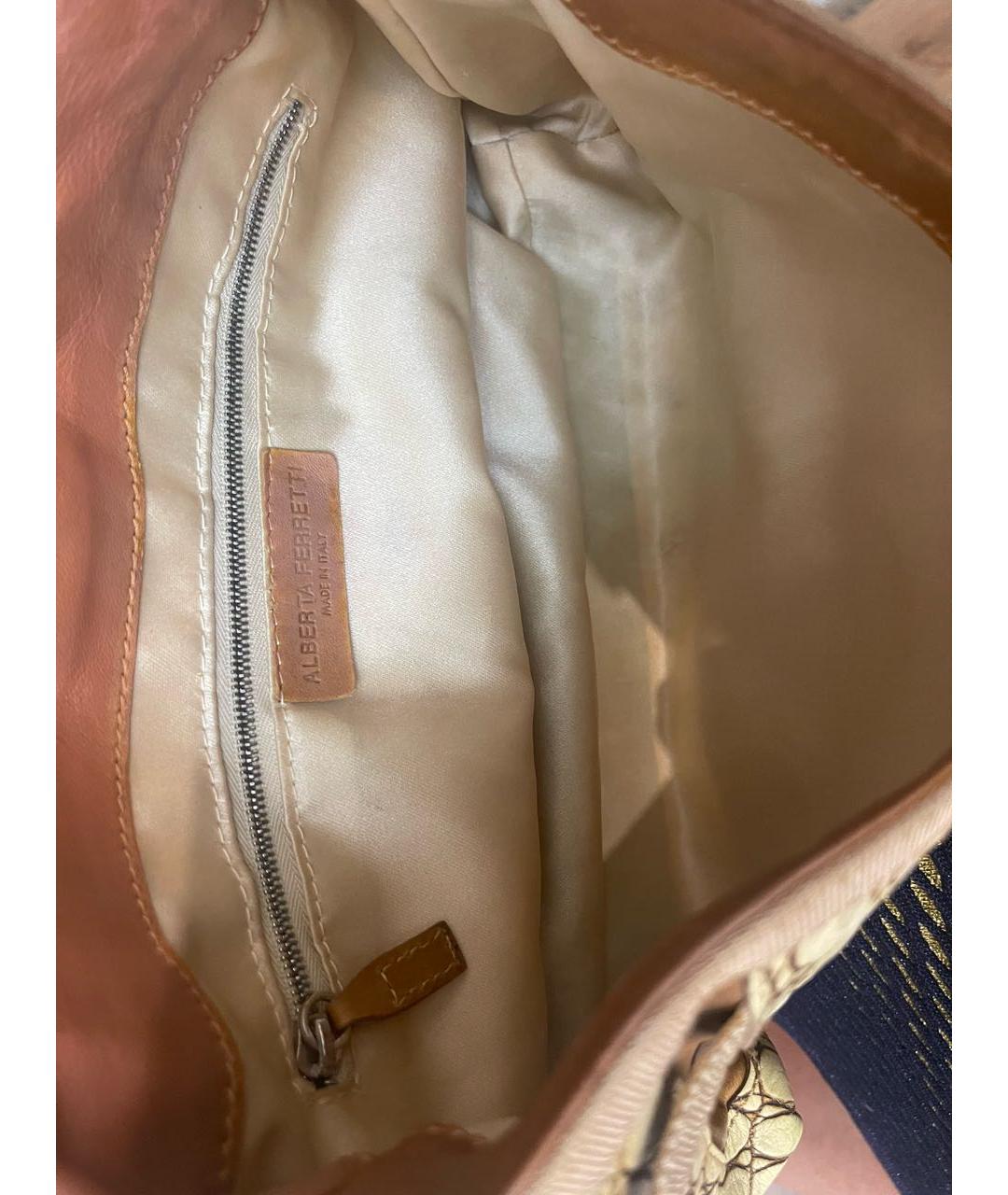 ALBERTA FERRETTI Бежевая сумка с короткими ручками из экзотической кожи, фото 7