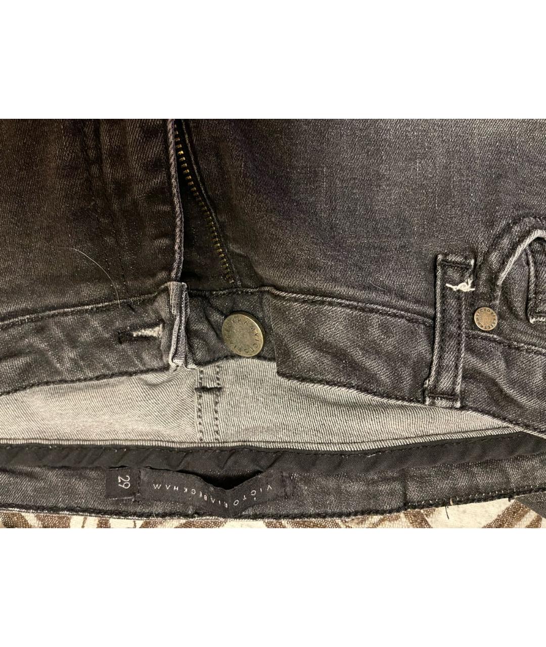 VICTORIA BECKHAM Антрацитовые хлопко-эластановые джинсы слим, фото 6