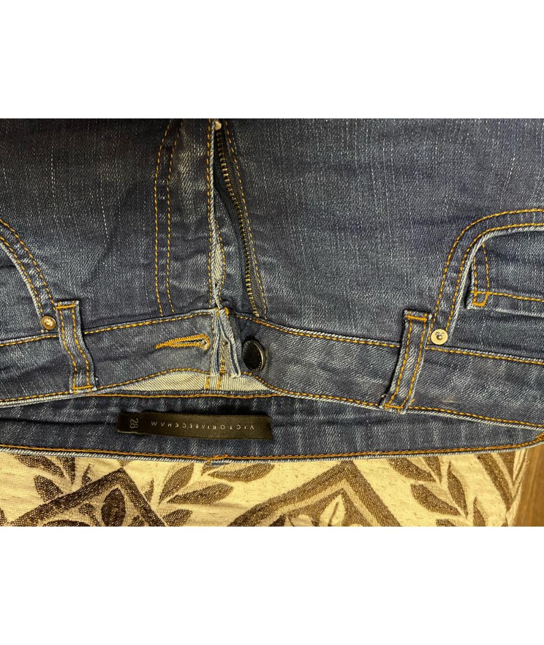 VICTORIA BECKHAM Синие хлопко-эластановые джинсы слим, фото 4