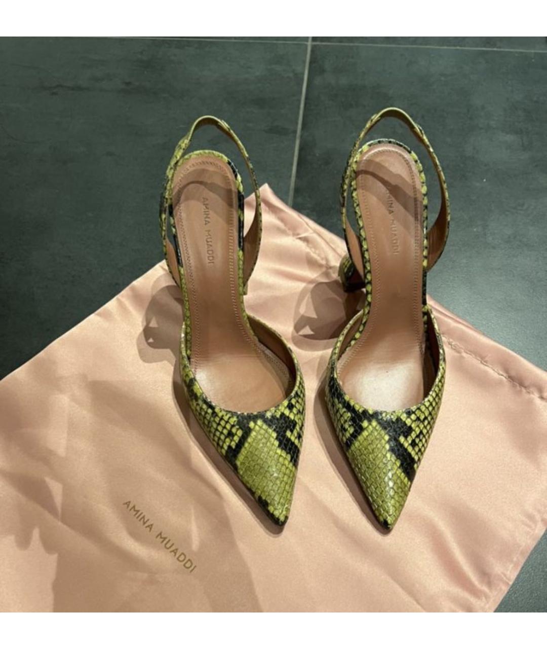Amina Muaddi Зеленые кожаные туфли, фото 3