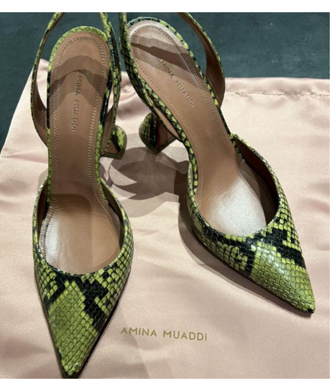 Amina Muaddi Зеленые кожаные туфли, фото 2