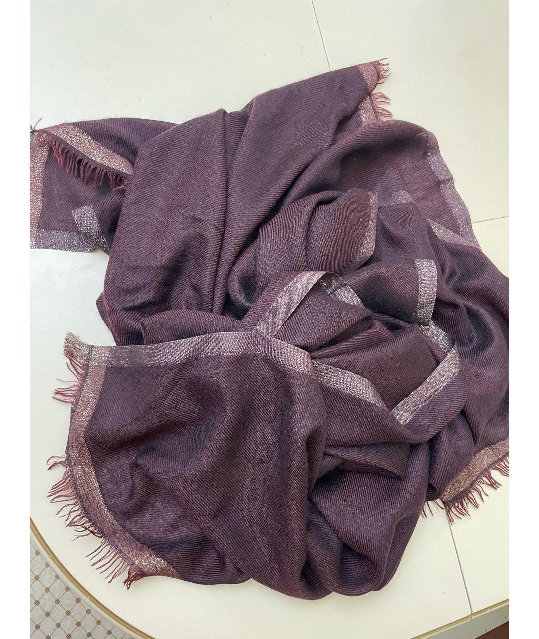LORO PIANA Бордовый кашемировый платок, фото 2