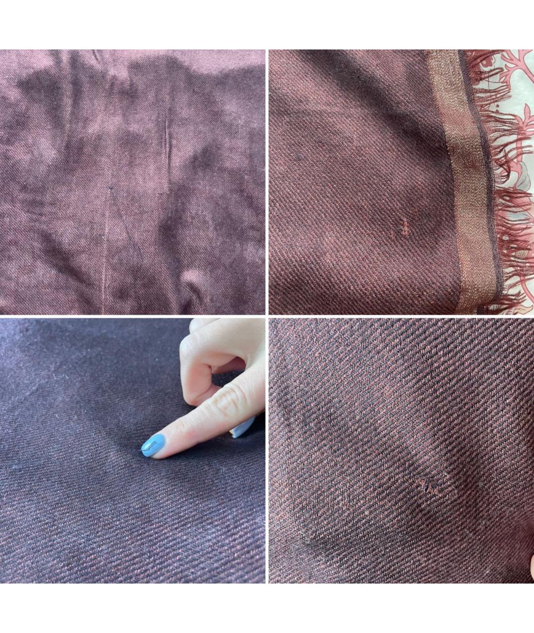 LORO PIANA Бордовый кашемировый платок, фото 7