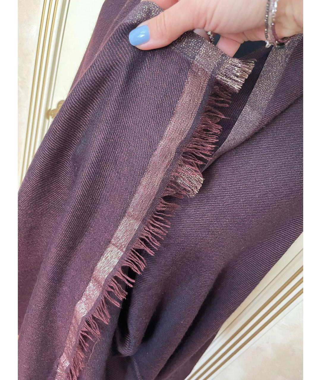 LORO PIANA Бордовый кашемировый платок, фото 4