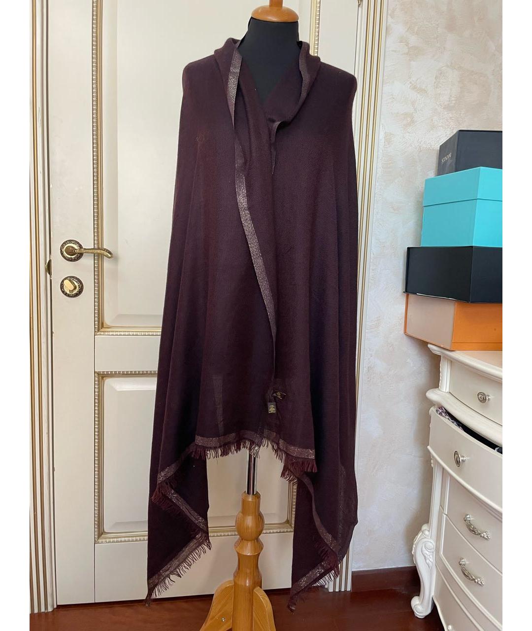 LORO PIANA Бордовый кашемировый платок, фото 8