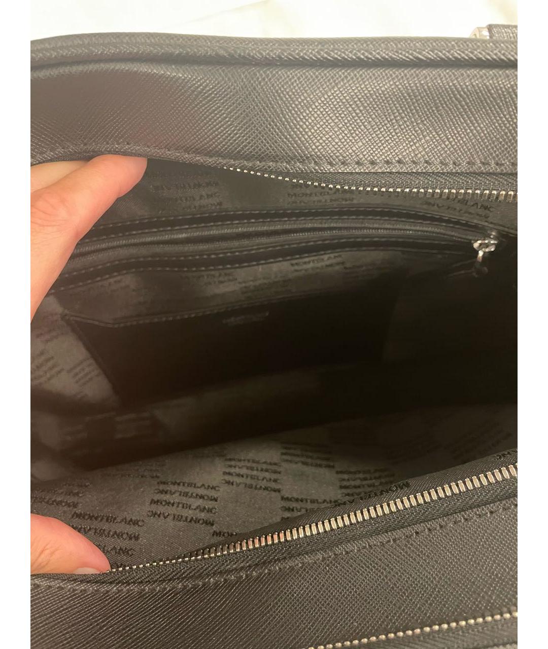 MONTBLANC Черный кожаный портфель, фото 4