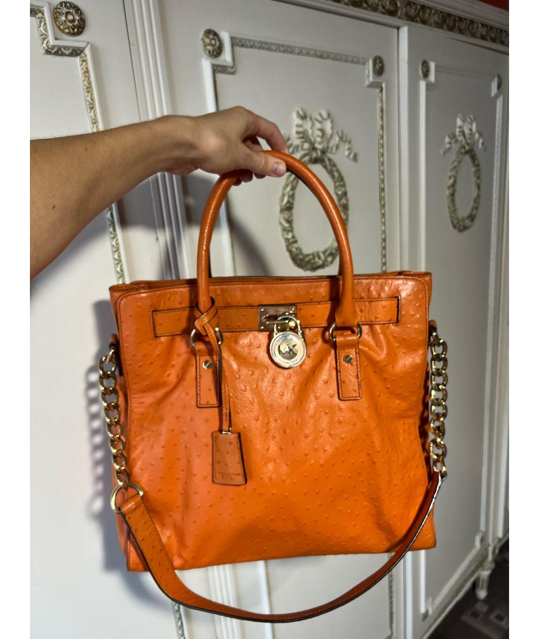 MICHAEL KORS Оранжевая сумка тоут из экзотической кожи, фото 7