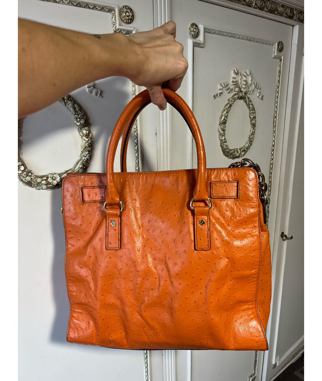 MICHAEL KORS Оранжевая сумка тоут из экзотической кожи, фото 2