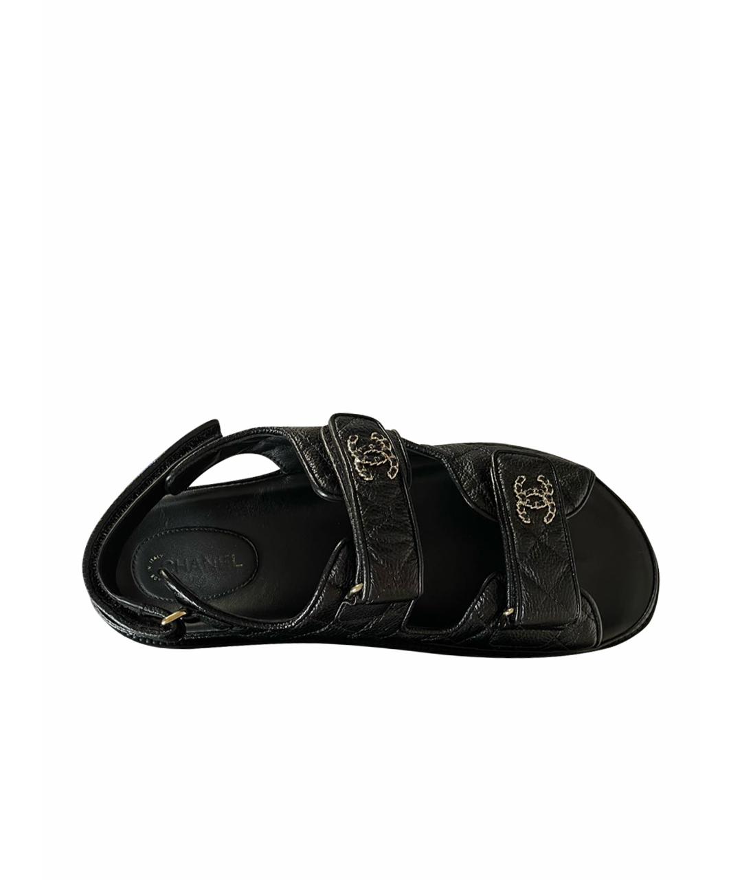 CHANEL PRE-OWNED Черные кожаные сандалии, фото 1