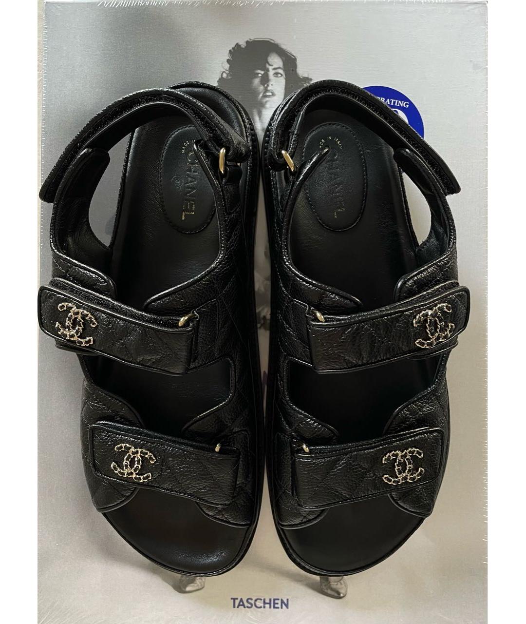 CHANEL PRE-OWNED Черные кожаные сандалии, фото 7