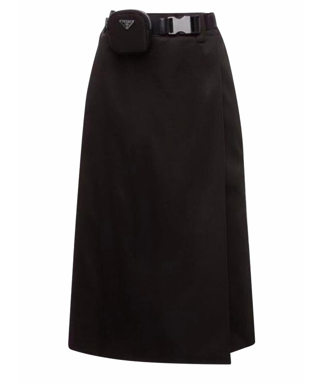 PRADA Черная полиамидовая юбка миди, фото 1