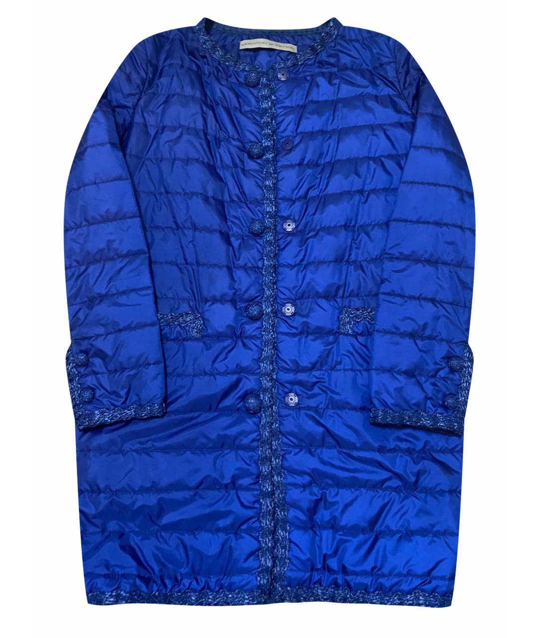 ERMANNO SCERVINO Синее полиэстеровое пальто, фото 1