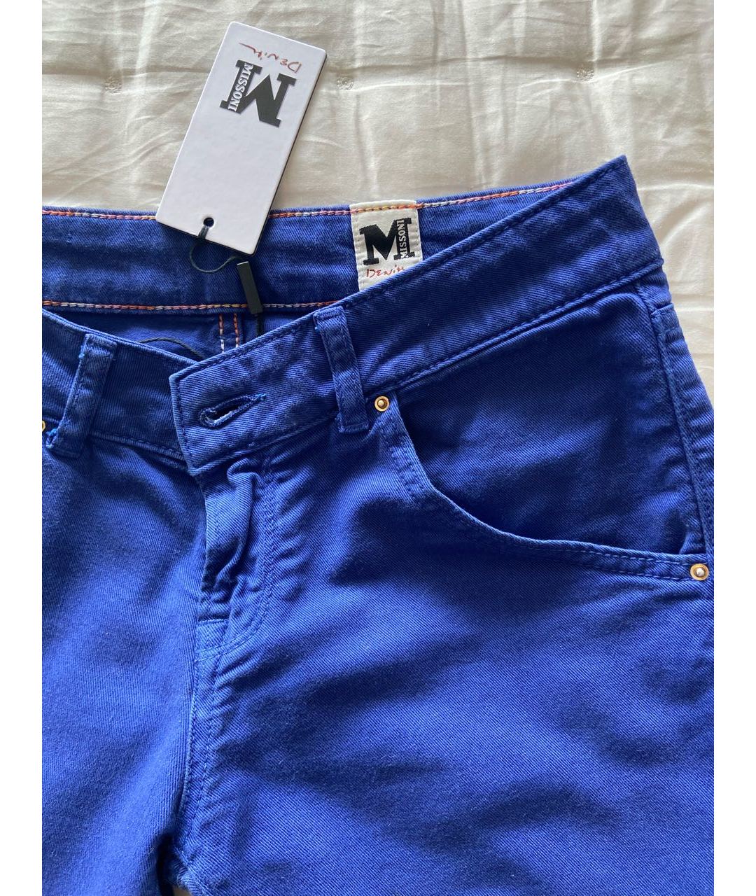 M MISSONI Синие хлопко-эластановые прямые джинсы, фото 4