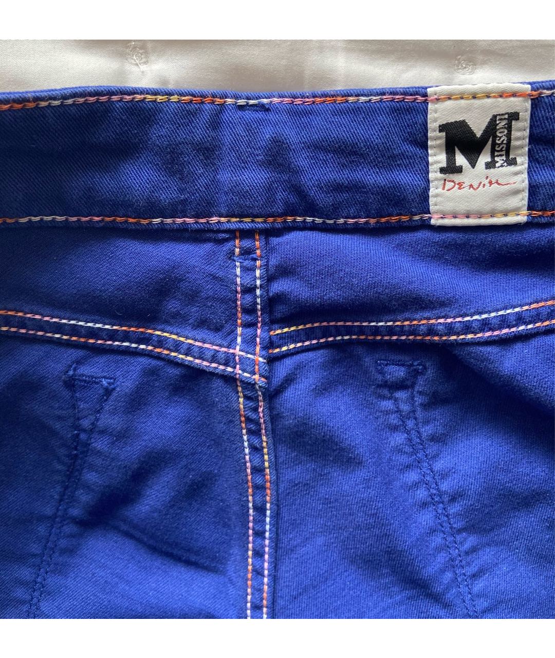 M MISSONI Синие хлопко-эластановые прямые джинсы, фото 3