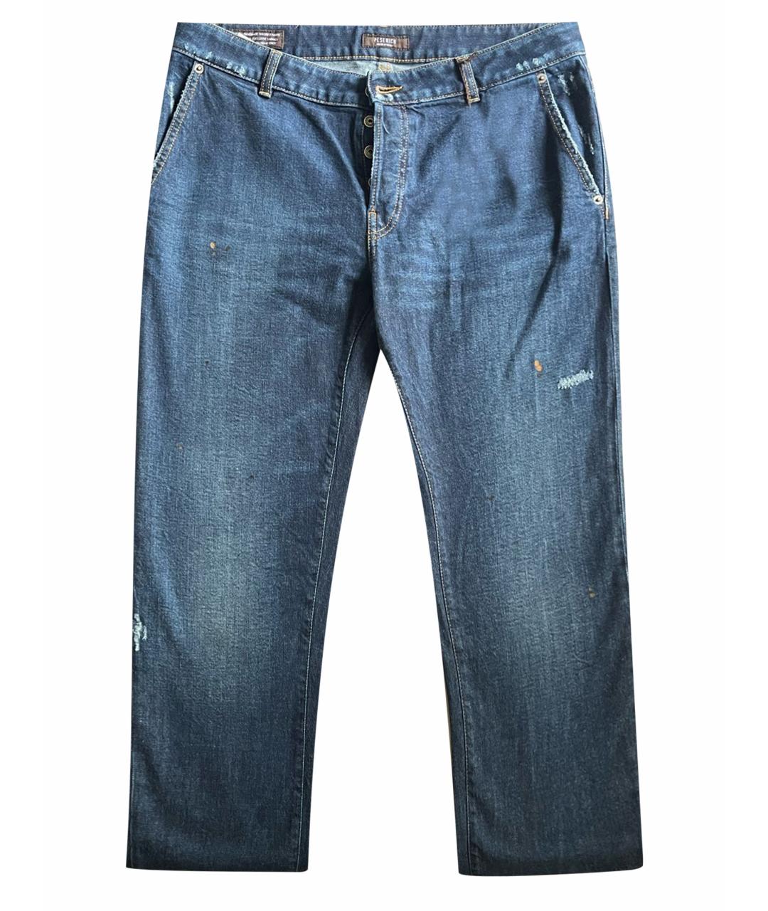 PESERICO Темно-синие хлопковые прямые джинсы, фото 1
