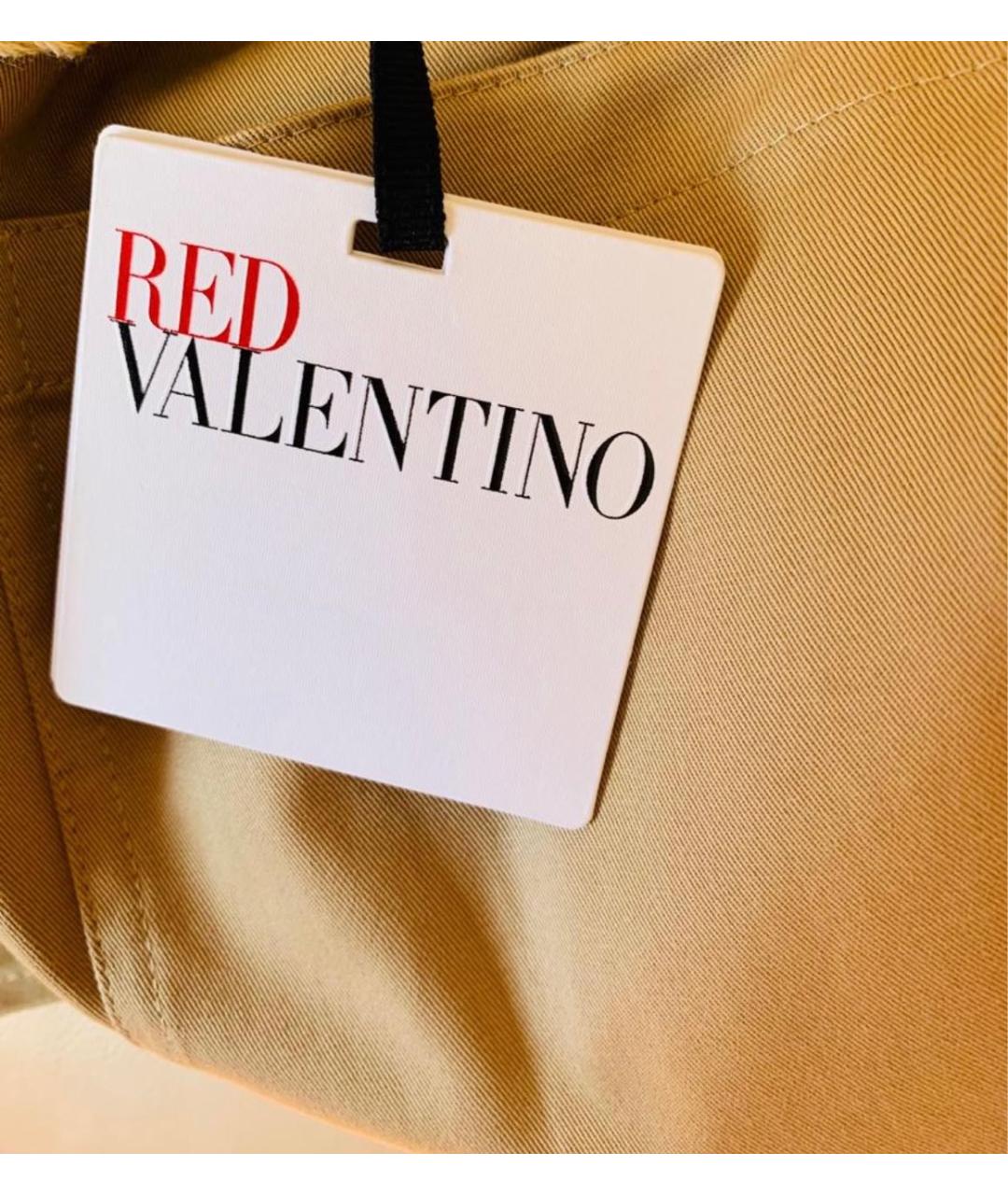 RED VALENTINO Бежевые хлопковые брюки широкие, фото 4