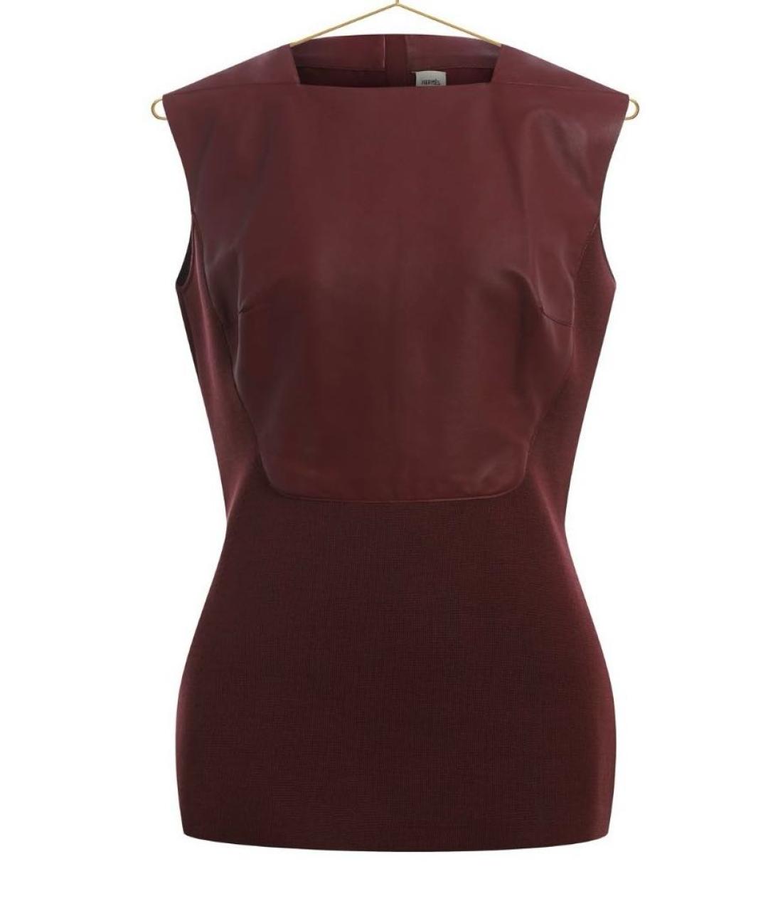 HERMES Бордовая кожаная блузы, фото 4