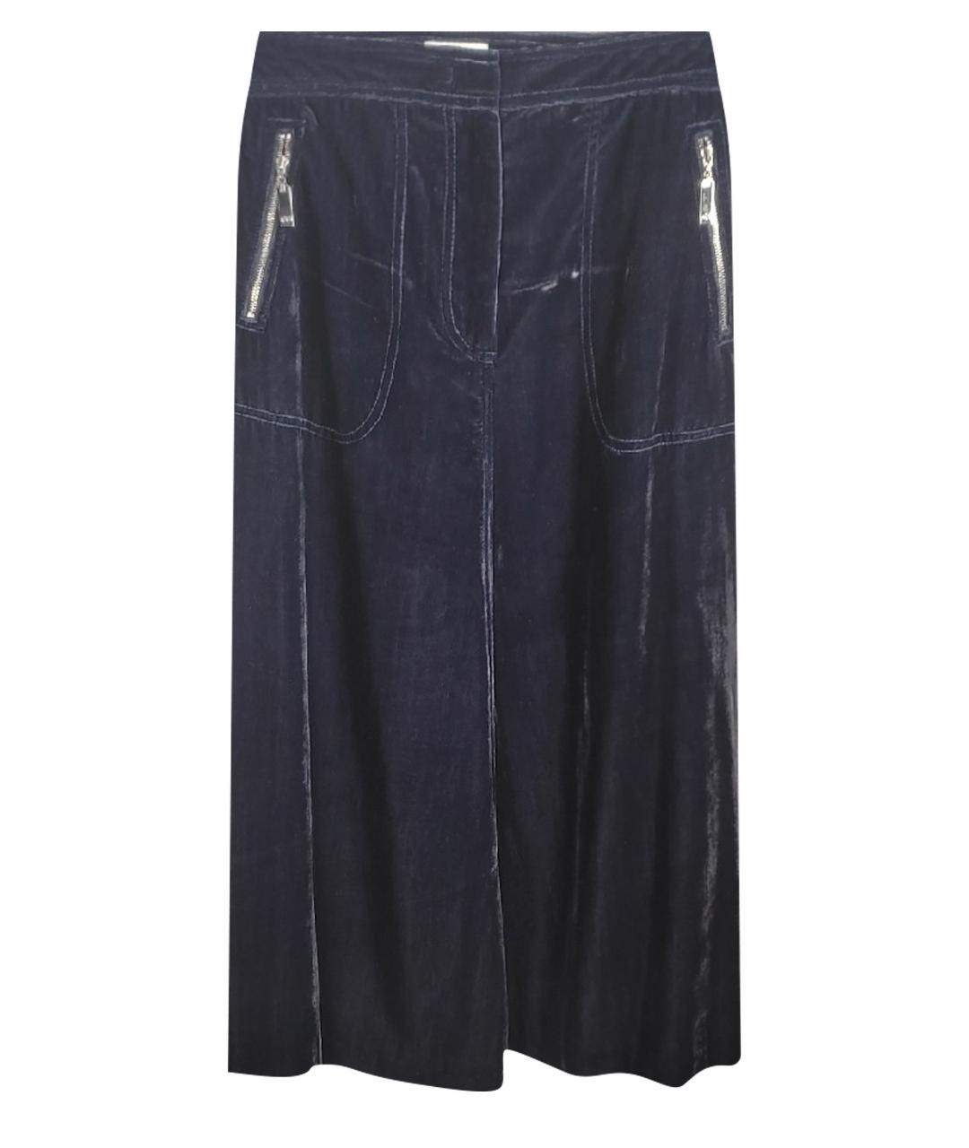 ESCADA Темно-синяя бархатная юбка миди, фото 1