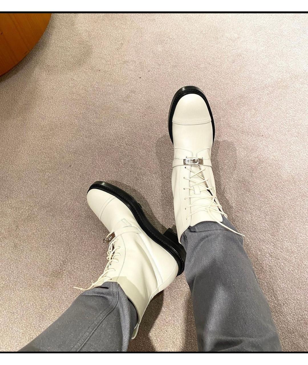HERMES PRE-OWNED Белые кожаные ботинки, фото 9