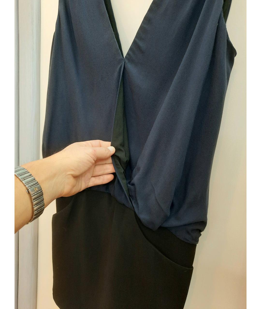BA&SH Темно-синее вискозное коктейльное платье, фото 4