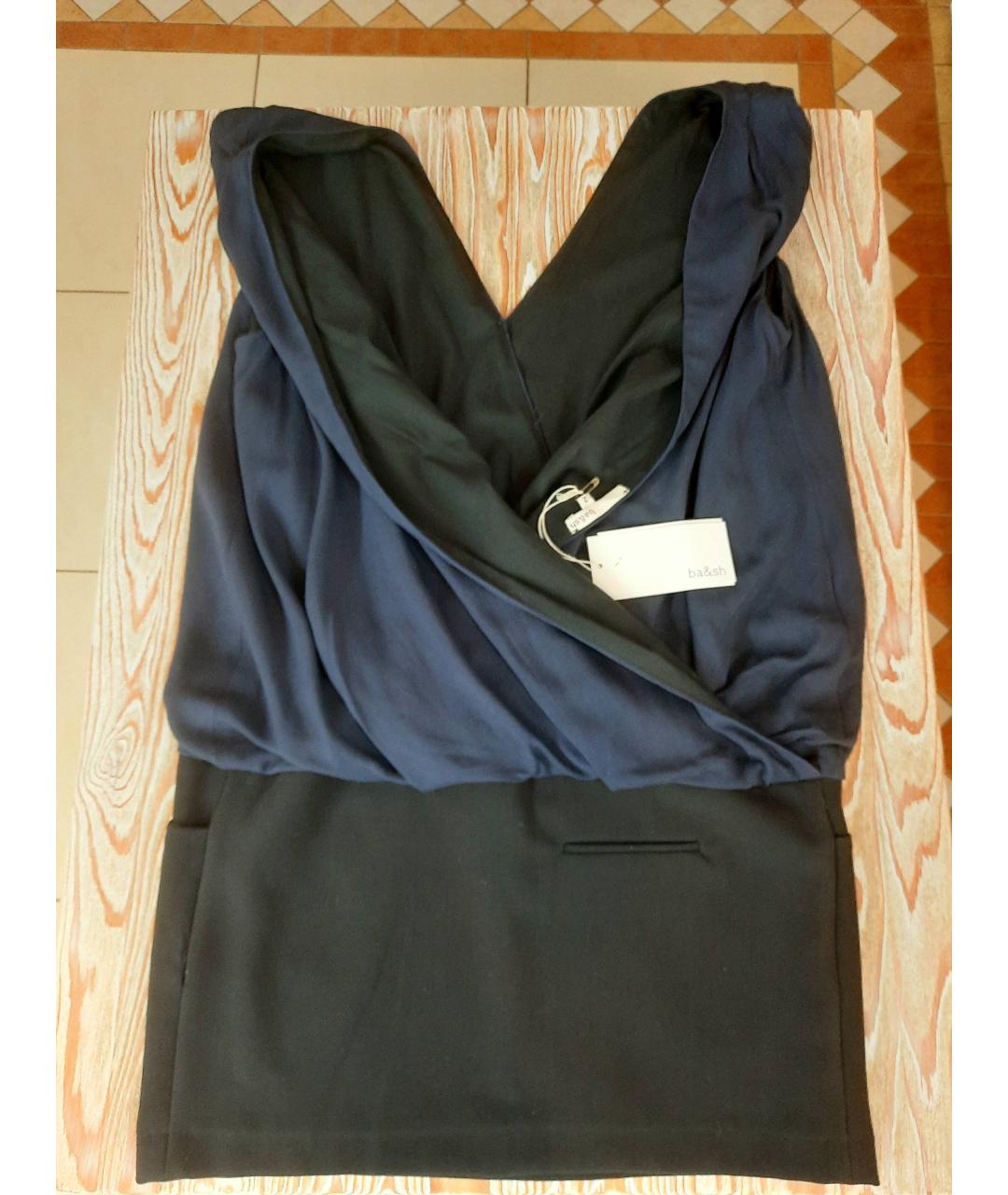 BA&SH Темно-синее вискозное коктейльное платье, фото 8