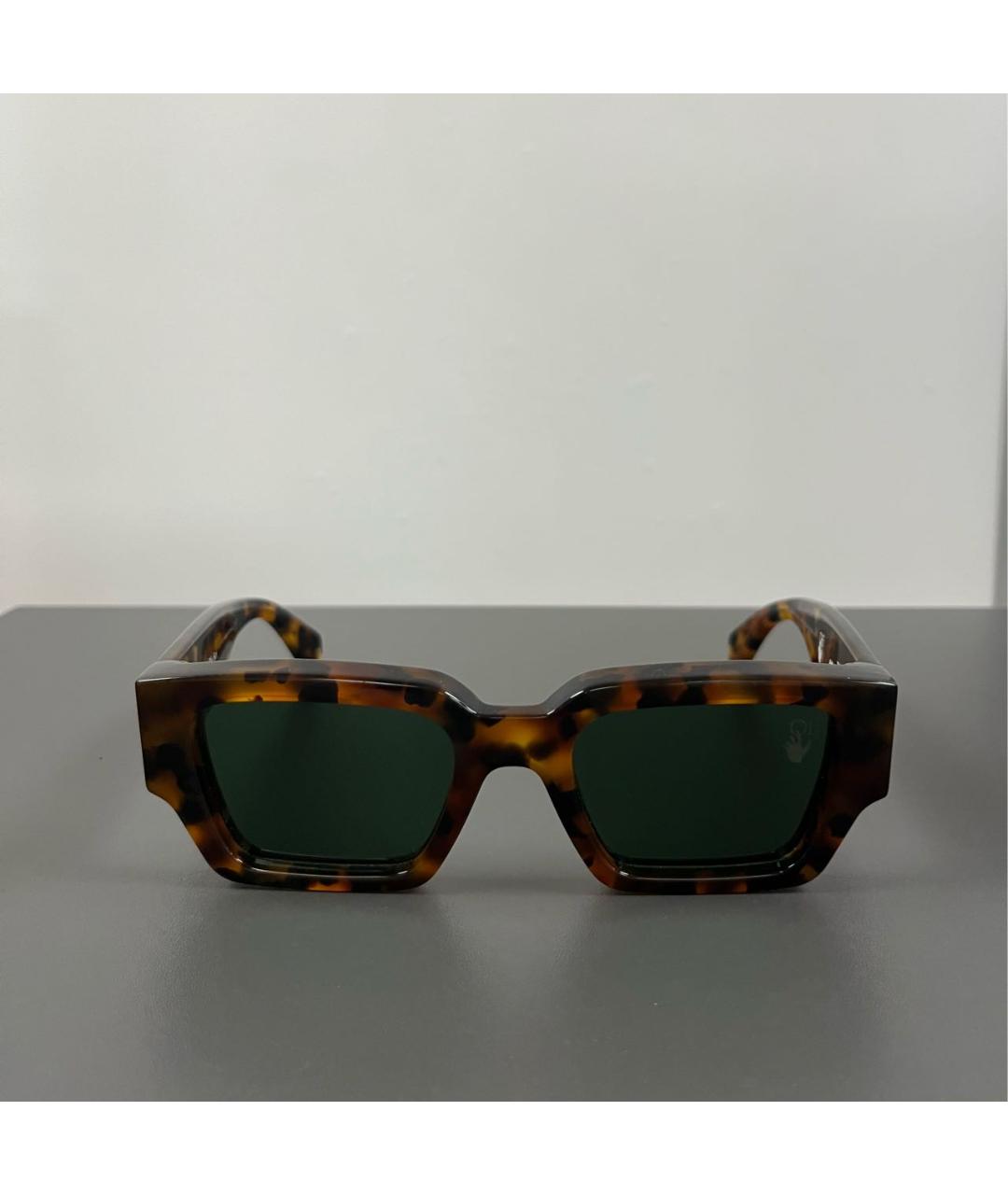 OFF-WHITE Коричневые пластиковые солнцезащитные очки, фото 7