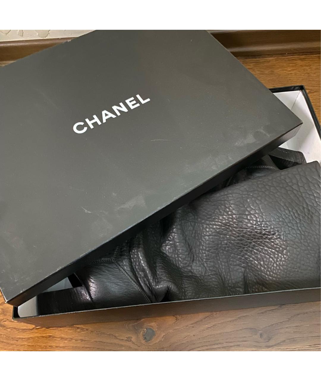 CHANEL Серые кожаные сапоги, фото 8