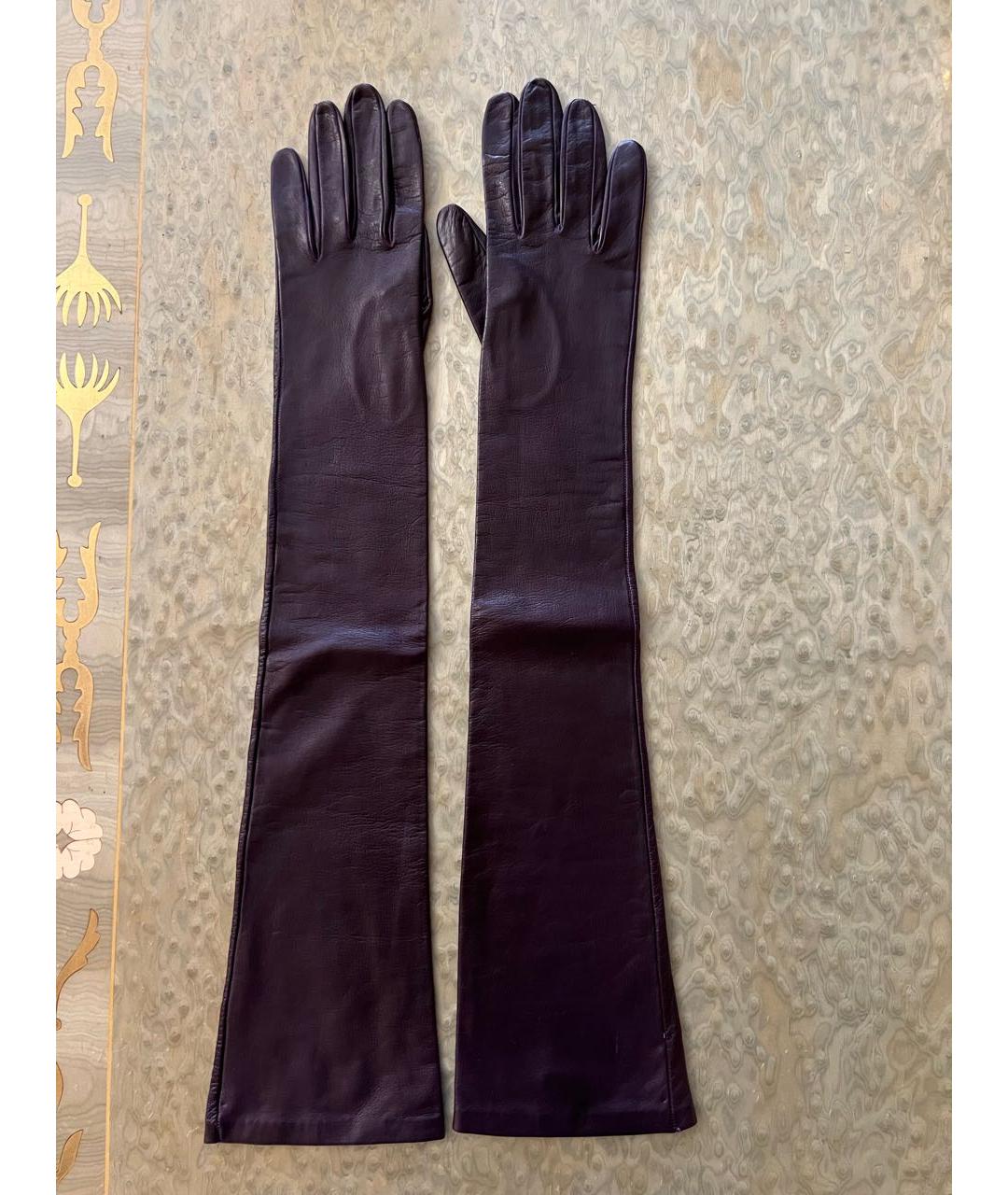 SERMONETA Фиолетовые кожаные перчатки, фото 5