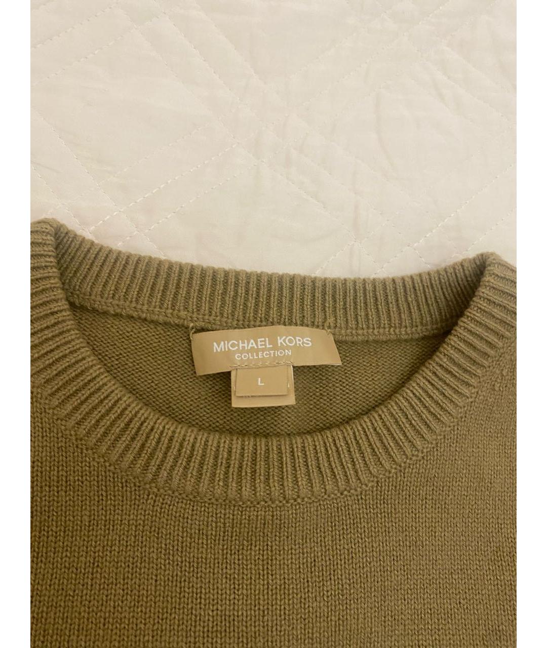 MICHAEL KORS COLLECTION Хаки кашемировый джемпер / свитер, фото 2