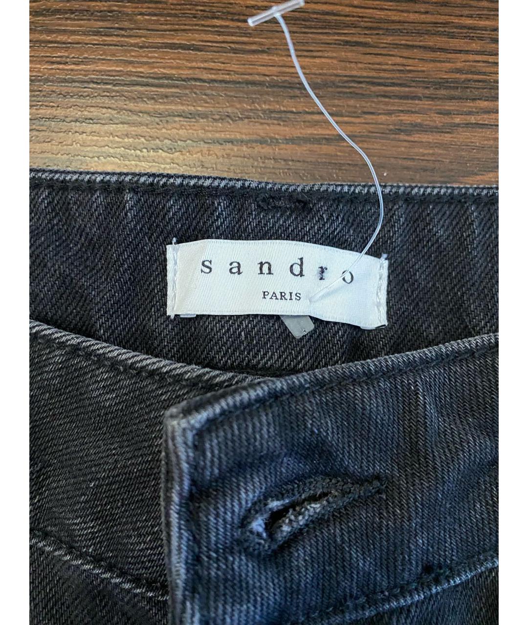 SANDRO Черные хлопковые прямые джинсы, фото 2