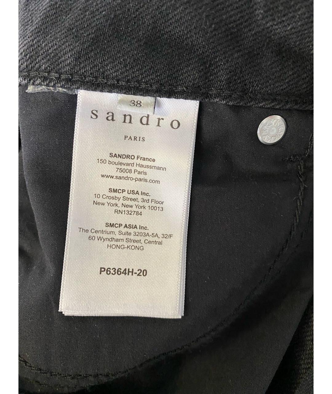 SANDRO Черные хлопковые прямые джинсы, фото 4