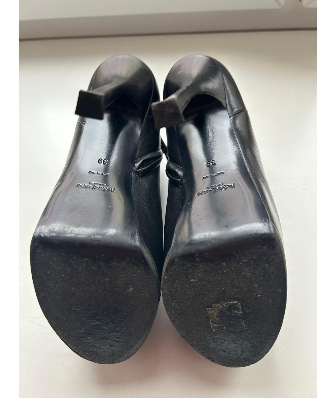 SAINT LAURENT Черные кожаные ботильоны, фото 5