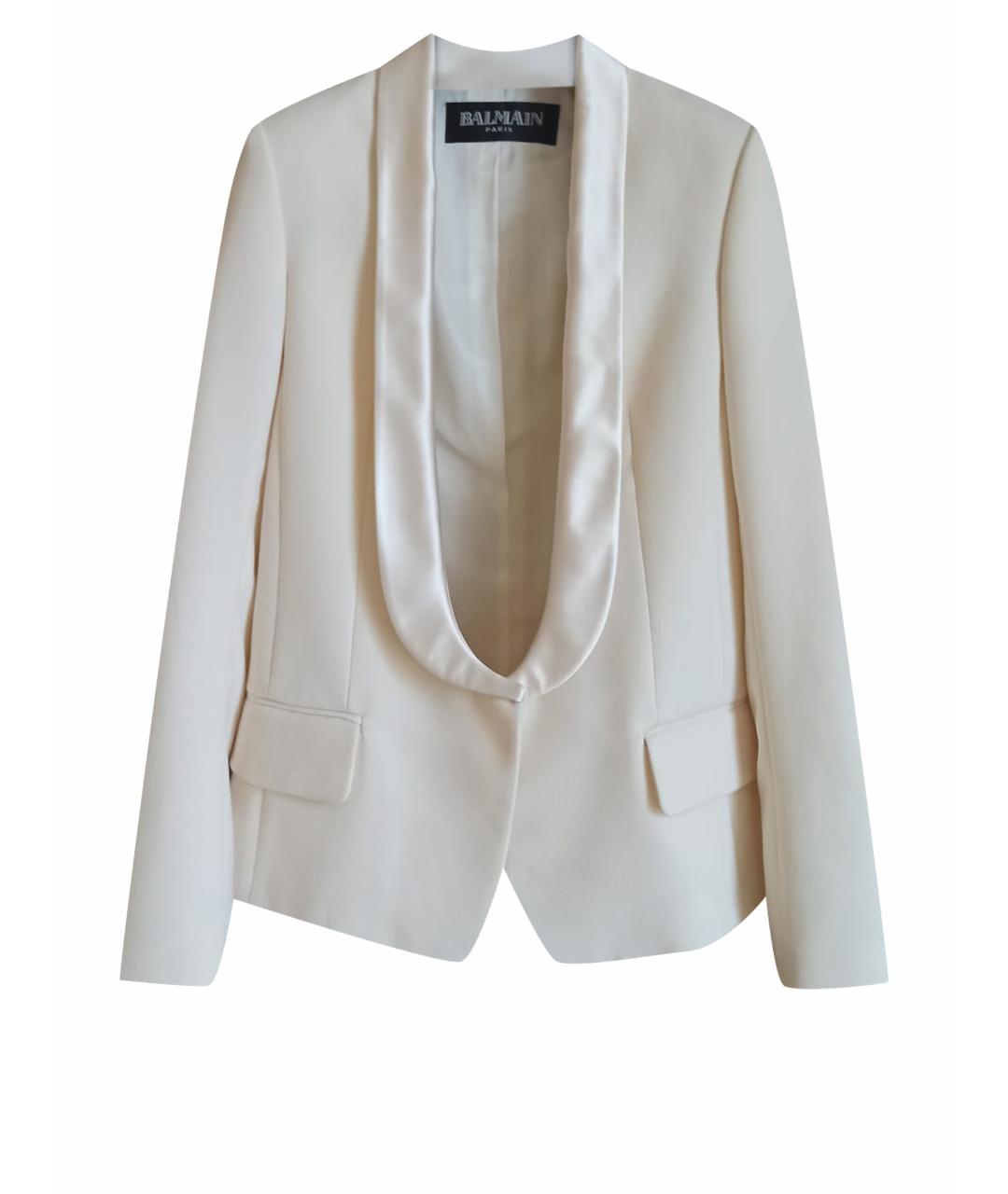 BALMAIN Белый шерстяной жакет/пиджак, фото 1