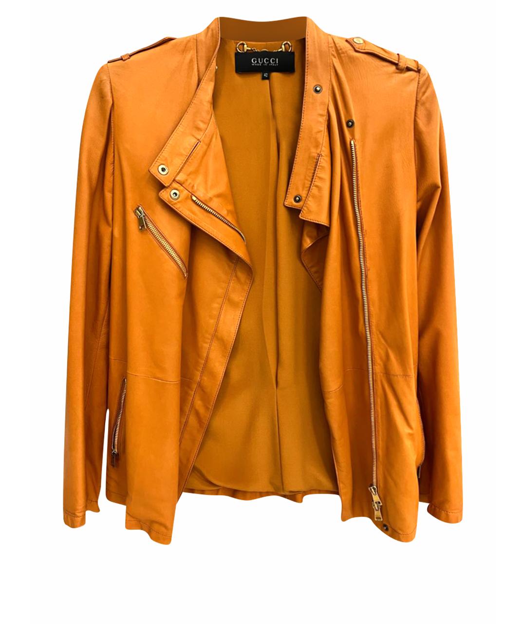 GUCCI Оранжевая кожаная куртка, фото 1