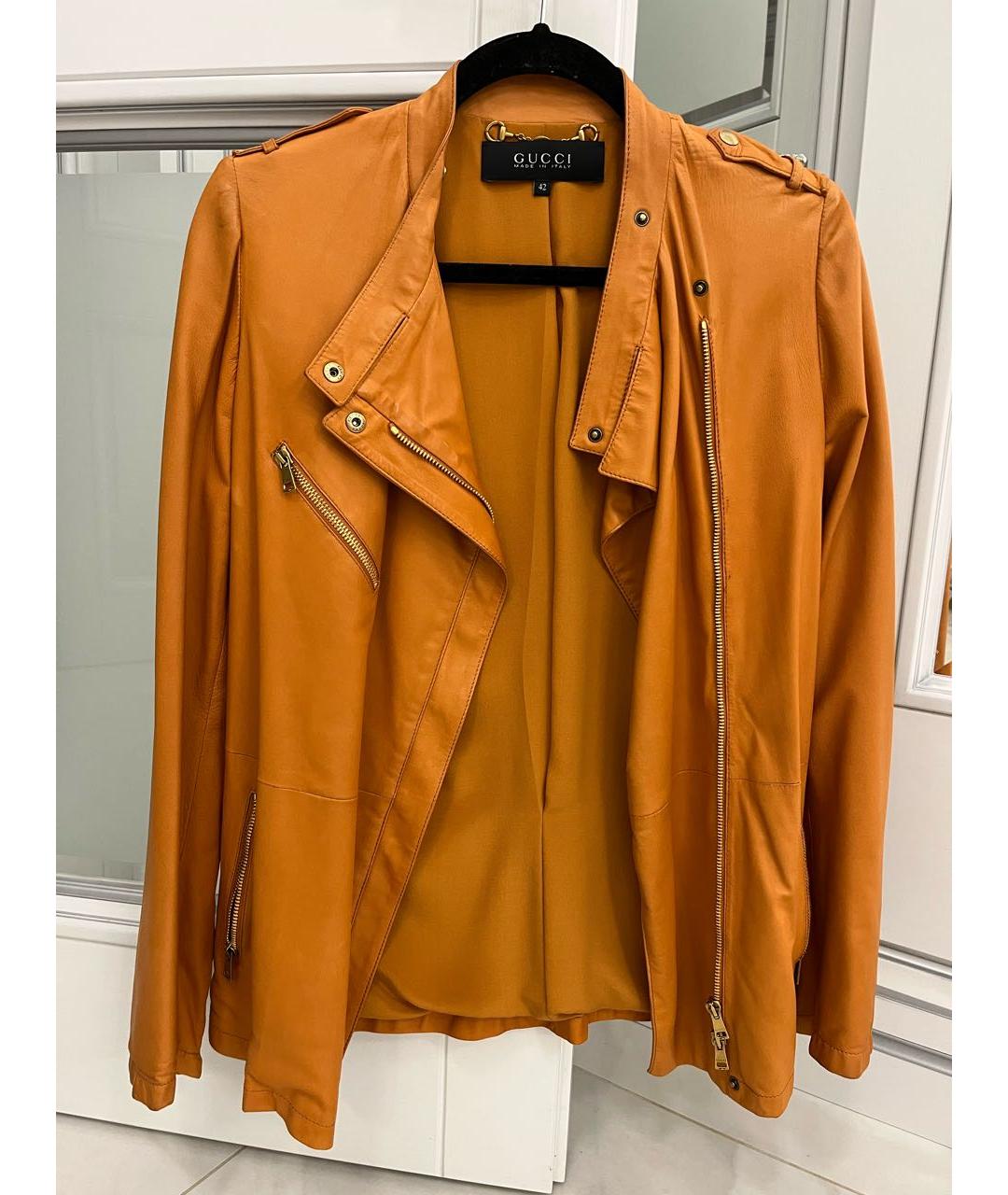 GUCCI Оранжевая кожаная куртка, фото 6