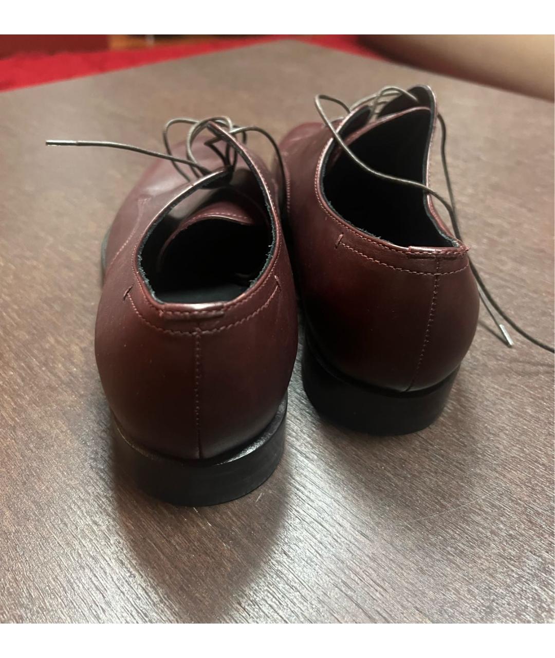ERMENEGILDO ZEGNA Бордовые кожаные туфли, фото 4
