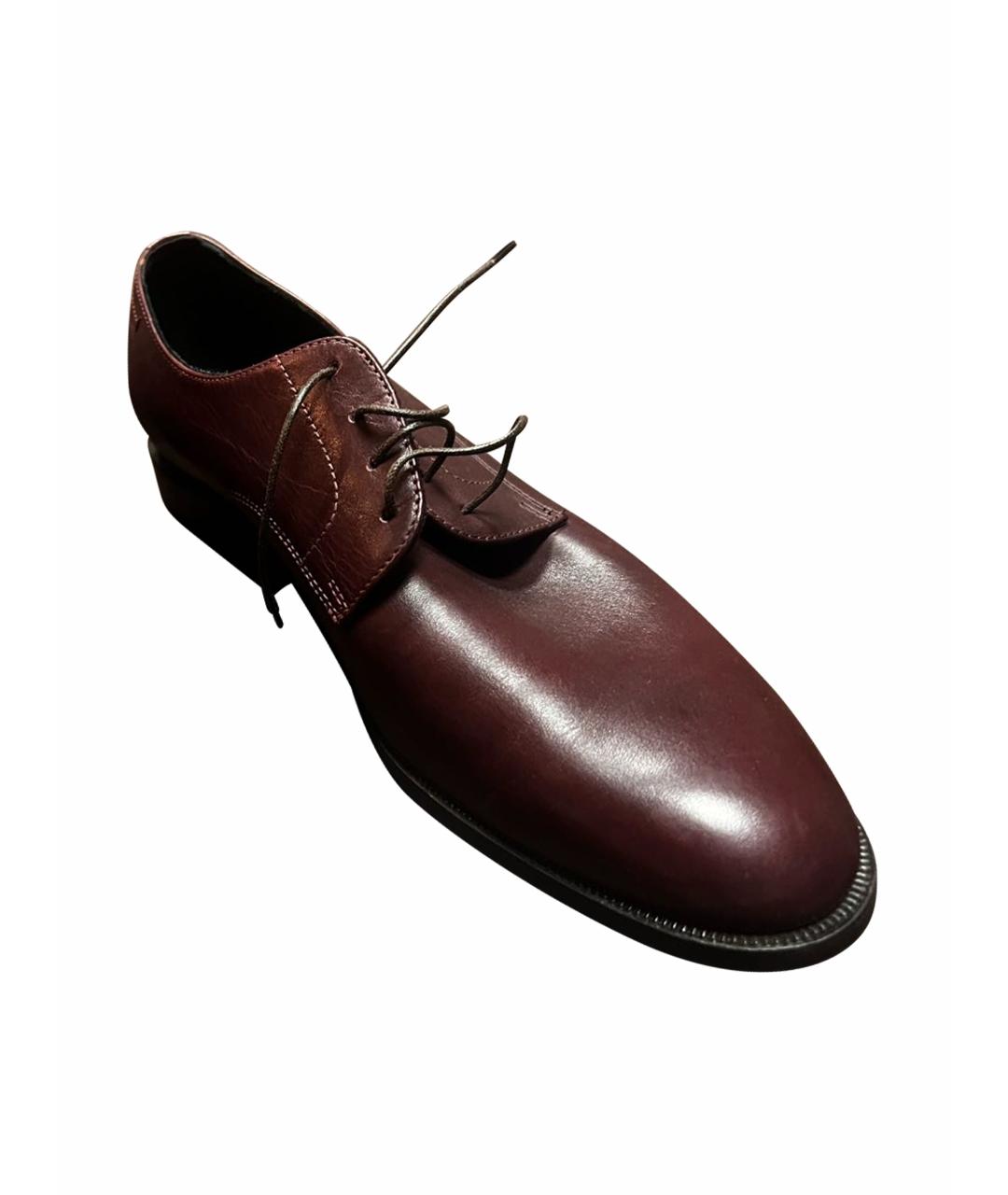 ERMENEGILDO ZEGNA Бордовые кожаные туфли, фото 1