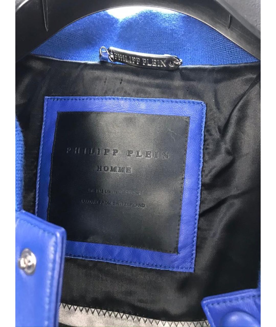 PHILIPP PLEIN Синяя кожаная куртка, фото 3