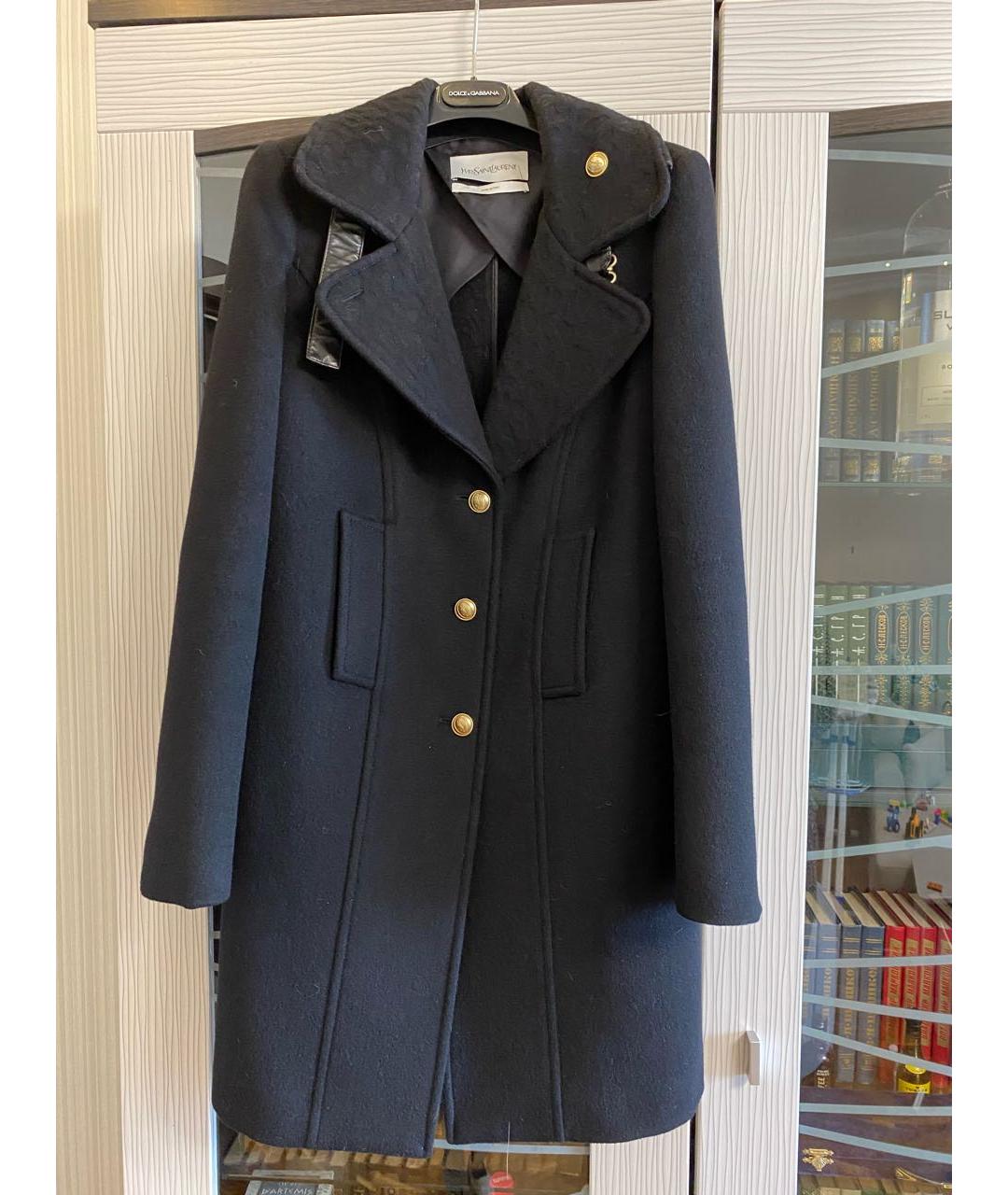 SAINT LAURENT Черное шерстяное пальто, фото 9