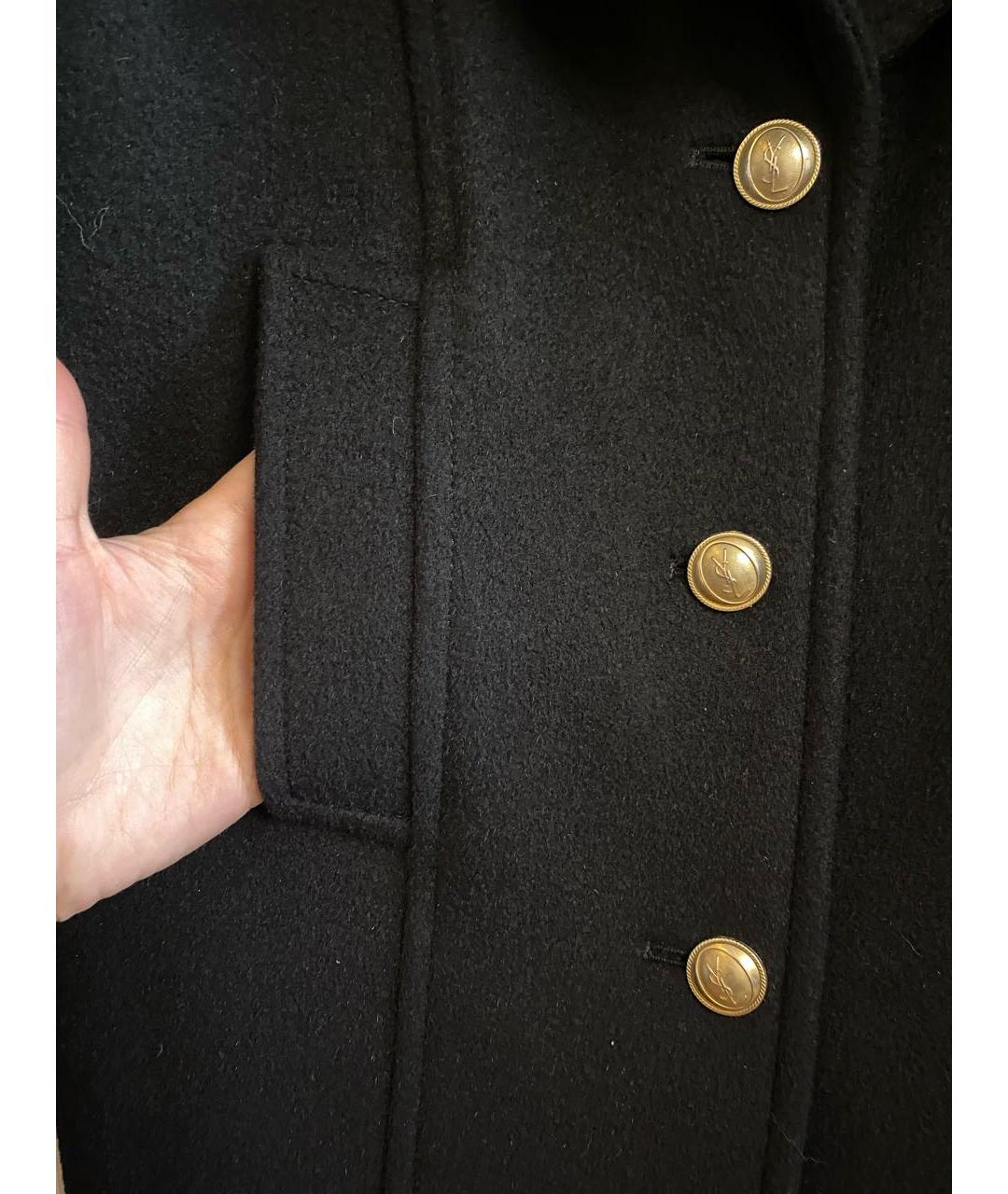 SAINT LAURENT Черное шерстяное пальто, фото 4