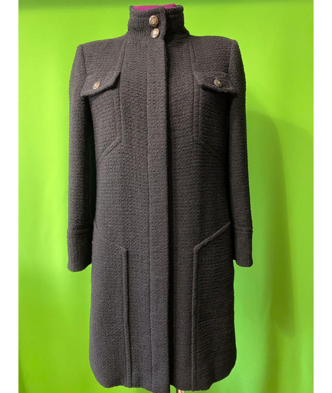 CHANEL PRE-OWNED Черное твидовое пальто, фото 8