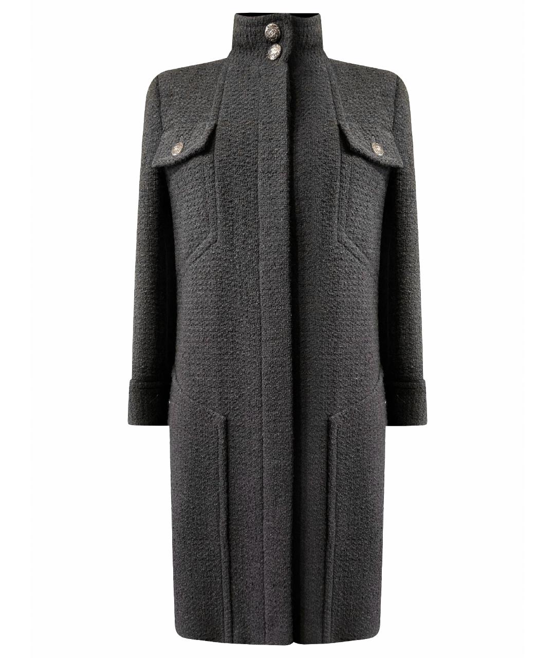 CHANEL PRE-OWNED Черное твидовое пальто, фото 1
