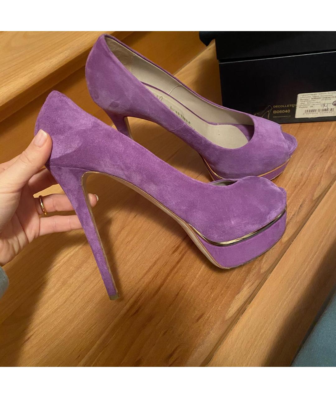 POLLINI Фиолетовые замшевые туфли, фото 5